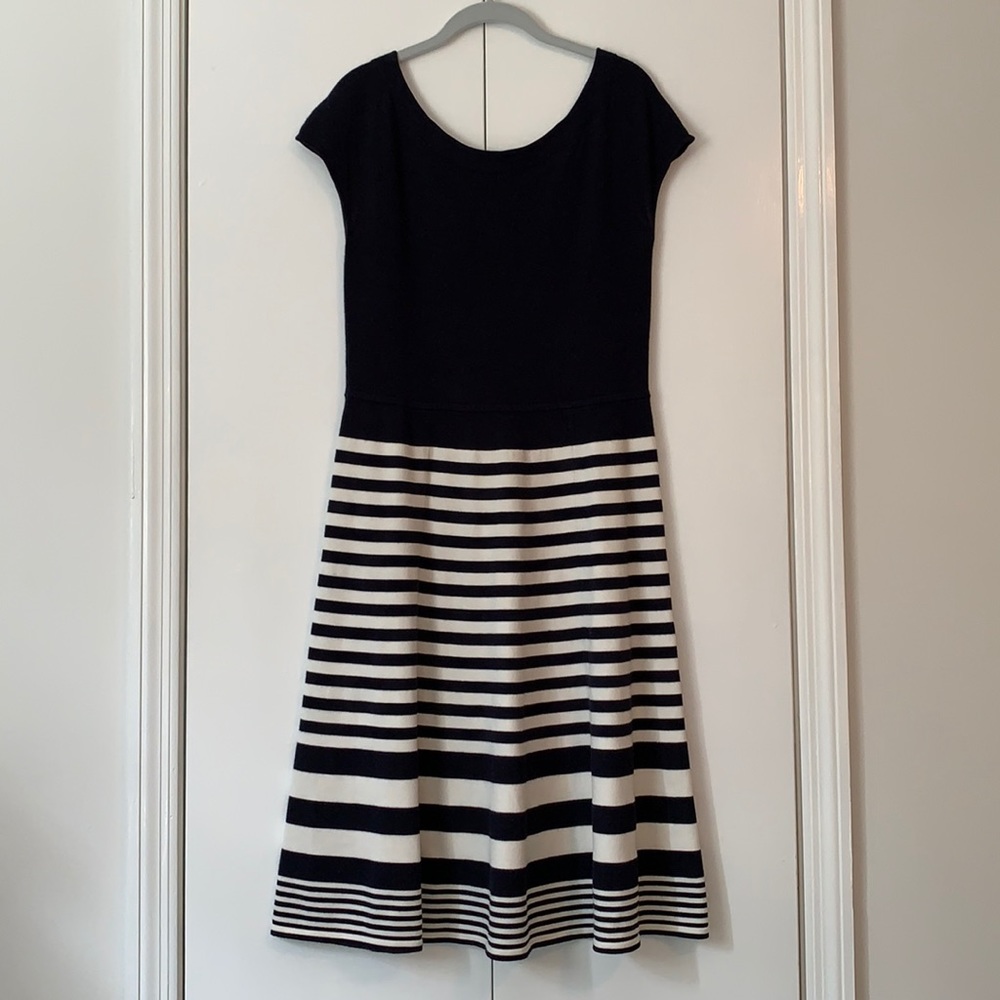 Boden navy and cream striped sweater dress US 10